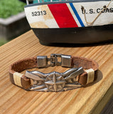 Handmade Coast Guard Coxswain Insignia Leather Bracelet