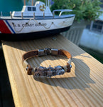 Handmade Coast Guard Enlisted Cutterman Insignia Leather Bracelet