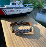 Handmade Coast Guard Enlisted Cutterman Insignia Leather Bracelet